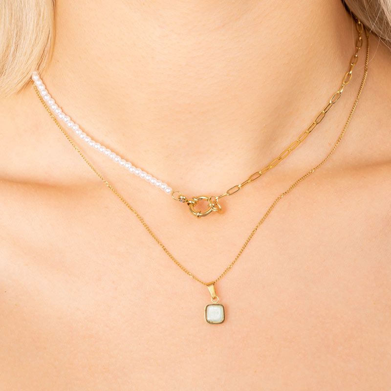 Pearls & Gold - Mix & Match Stainless Steel Ketting