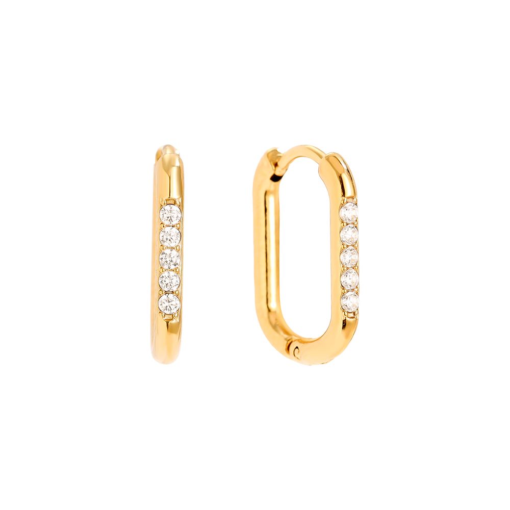 Sparkling Oval Huggie Earrings