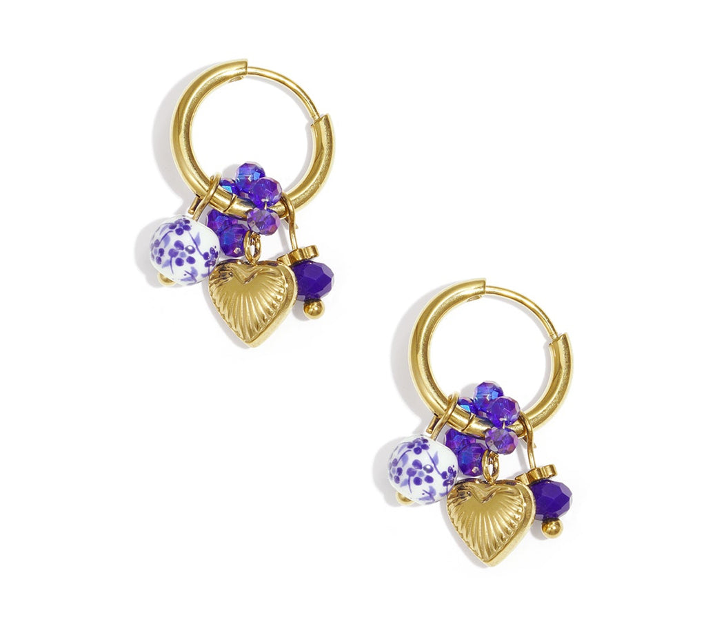 Heart & Violet Charm Hoops